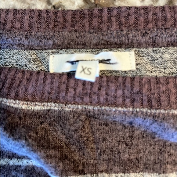 XS Mew Maurices Haven Cozy Knit Purple Striped Crew Neck Sweatshirt Lightweight - Picture 9 of 12